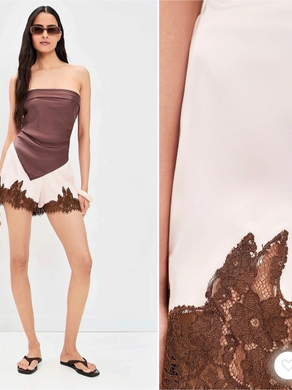 Fern Satin Shorts - Sorbe Cafe Lace NWT xs